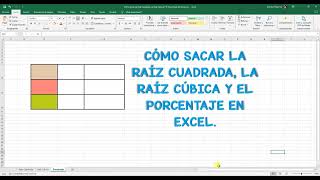 Cómo Sacar La Raíz Cuadrada La Raíz Cúbica Y El Porcentaje En Excel [upl. by Pippy595]