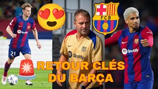 Retours Clés au Barça  Araujo Frenkie de Jong Gavi Ansu Fati et Christensen Transforme lÉquipe [upl. by Anerom884]