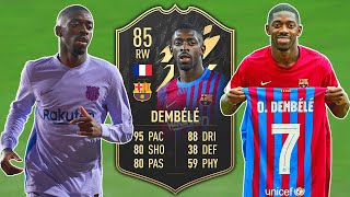 IF DEMBELE REVIEW 85 INFORM DEMBELE PLAYER REVIEW FIFA 22 [upl. by Shirlene]