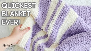 HOW TO CROCHET A FAST AND EASY BLANKET  BEGINNER FRIENDLY  MAKE IN 3 HOURS  Bella Coco Crochet [upl. by Nadirehs598]