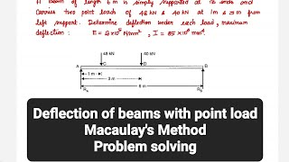 Deflection of beams  Simply supported beam  Macaulays method  Strength of materials  Tamil [upl. by Custer]