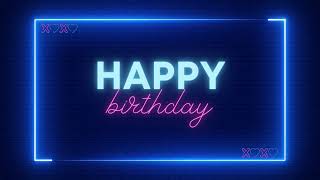 2 Hour Neon Happy Birthday Light Background Video in Pink and Blue [upl. by Akemahs]