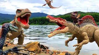 TREX vs SPINOSAURUS vs More  The Battle for Survival  Jurassic World Toys Movie  Dino Action [upl. by Gagnon]