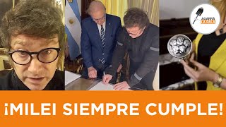 Milei sorteó su último sueldo como diputado y rompió las redes “La palabra se cumple” [upl. by Clift687]