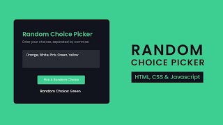 Random Choice Picker  HTML CSS Javascript [upl. by Aelegna249]