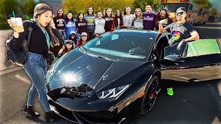 Picking Up Sister Sarah Grace From School In Lamborghini [upl. by Tnafni]