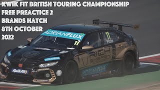 Kwik Fit British Touring Car Championship Free Practice 2 Brands Hatch 8th October 2022 [upl. by Onileba]