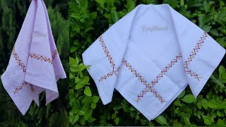 A Border Embroidered HandkerchiefHow to embroidery a handkerchiefHand Embroidery  Kraftknack [upl. by Hars]