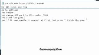 How to Fix Server Error on PES 2017 Win 1087 [upl. by Naltiac]