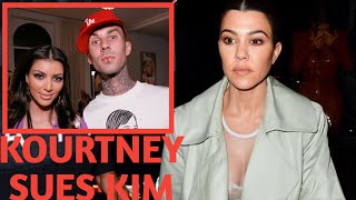 Kourtney Kardashian Sues Kim K For Kissing Travis Barker In Front Of Her [upl. by Kinata]