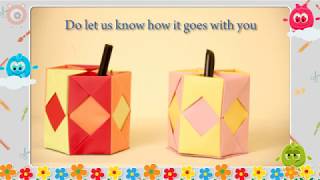 Origami  How To Make A Pen Holder With Paper  Easy Crafts For Kids  Pen Holder  Bubbly Dots [upl. by Nosnarb]