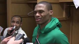 Russell Westbrook Funny Interview What Bro what are you talking about man [upl. by Waldos]