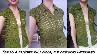 la teji en 1 pieza y solo con 90 pesos y con dos filas solamente camisa calada a crochet abanicos [upl. by Eimmac]