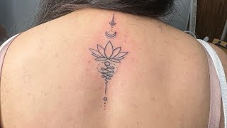 Unalome Tattoo  Tattoo Timelapse  Back Tattoo  Line work Tattoo  TattoosbyRajatBagga  Tattoo [upl. by Philomena]