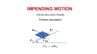 Impending motion on an inclined plane  friction  mechanics  example [upl. by Elauqsap]