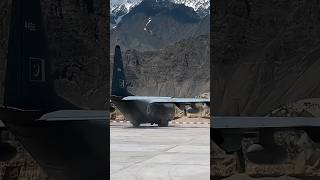 Pakistan air force c130 at skardu airport airforce [upl. by Hsetim]