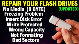 How To Fix USB Drive No Media Problem  How To Fix 0 Bytes Flash Drive UPDATED [upl. by Fernandina455]