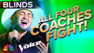 Sofronio Vasquezs Dazzling Voice Gets an INSTANT FourChair Turn  The Voice Blind Auditions  NBC [upl. by Nnylyma47]