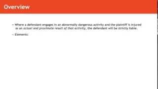 Torts lecture Abnormally Dangerous Activities  quimbeecom [upl. by Derward]