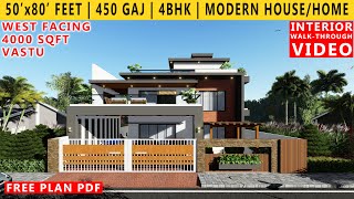 50 x 80 FEET HOUSE DESIGN  4BHK BUNGALOW  450 GAJ  4000 SQUARE FEET HOUSE PLAN  DUPLEX DESIGN [upl. by Ulund221]