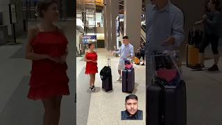 Magical dress change at airport prank bluedress reddress airport travel shorts [upl. by Elacsap]