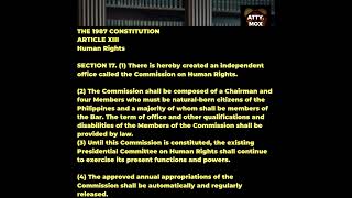 THE 1987 CONSTITUTION ART 13 HUMAN RIGHTS SECTION 17 [upl. by Varney]