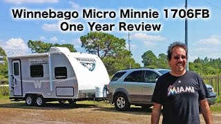 Winnebago Micro Minnie 1706FB 2015 model One Year Review and Walkthrough  Traveling Robert [upl. by Kifar]