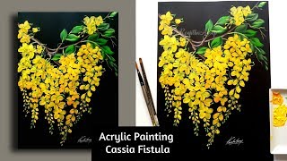 painting tutorial  step by step acrylic painting spring flowers for beginners [upl. by Niar]