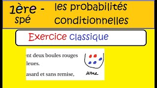 Les probabilités conditionnelles urne avec boules  Première Spé Maths [upl. by Dewayne]