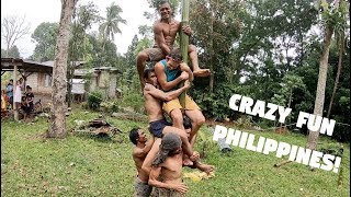 CRAZY FUN FILIPINO FIESTA BAMBOO POLE CLIMBING Foreigners Failed In The Philippines [upl. by Walke]