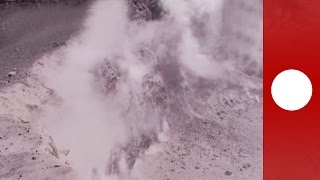 Inside a volcanic crater Smoke billows from walls of Turrialba volcano Costa Rica [upl. by Klenk]