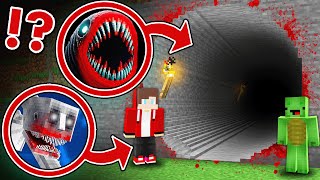 Mikey and JJ Found Longest Scary Irritator Dweller amp Bloody Worm Tunnel at Night in Minecraft Maizen [upl. by Jobi]