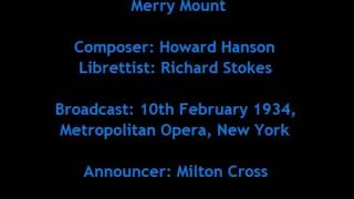 Merry Mount 10Feb1934 MetOpera Tibbett Ljungberg EJohnson Swarthout  Serafin [upl. by Knowles]