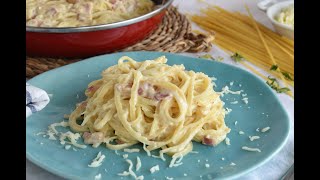 Tallarines a la carbonara  PASTA FÁCIL Y RÁPIDA [upl. by Enirod]