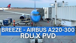 TRIP REPORT  Breeze Airways  Airbus A220300  Raleigh Durham RDU to Providence PVD  Economy [upl. by Ligriv359]