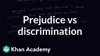 Prejudice vs discrimination  Individuals and Society  MCAT  Khan Academy [upl. by Nennahs]