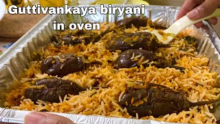 Guttivankaya biryani in oven  Brinjal biryani Guttivankaya biryani  Biryani in oven [upl. by Shaver]