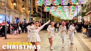 Portal de lÀngel Barcelona Christmas Lights 2023 with Street Performers [upl. by Antipas]