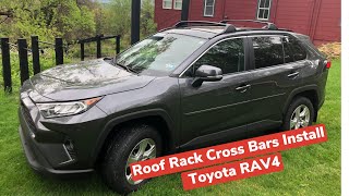 How To Install roof rack Cross Bars on a Toyota RAV4 2019 2021  for cargo bikes canoes lumber [upl. by Parthenia]