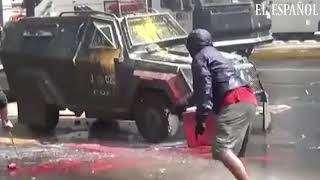 Manifestaciones en Chile por el pueblo Mapuche el Día de la Hispanidad [upl. by Silliw651]