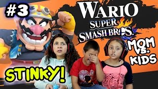 MOM vs KIDS  Super Smash Bros 4 Wii U  SO STINKY w Wario Foe Battle Part 3 FACE CAM [upl. by Reisman]