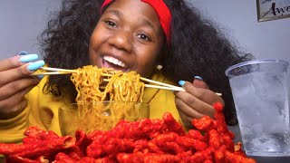 HOT CHEETOS WITH SPICY NOODLES MUKBANG EATING SHOW [upl. by Bathsheeb]