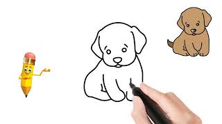 Как да нарисуваме малко сладко кученце  Лесни рисунки за деца  How to Draw a Puppy [upl. by Lonier]