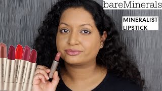 Bare Minerals Mineralist HydraSmoothing Lipstick Swatches [upl. by Presber]