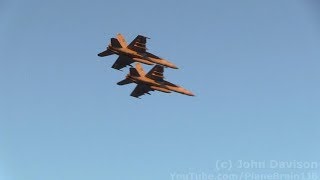 2017 Airshow London Twilight Show  2x ship F 18E arrival amp CC177 departure [upl. by Eilagam]