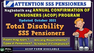 SSS ACOP 2021Annual Confirmation of Pensioners TOTAL DISABILITY Paano mag apply Ano ang kailangan [upl. by Euqirrne]