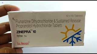 ZINEPRA 10 Tablet  Flunarizine Dihydrochloride amp Propranolol Hydrochloride Tablets  ZINEPRA 10 Tab [upl. by Tiphanie]