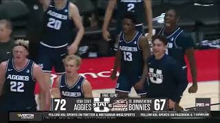 Utah State Mens Basketball Defeats St Bonaventure In NIT Season TipOff [upl. by Eisele2]