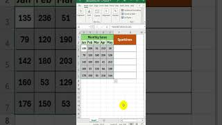 How to create Sparklines in excel excel exceltips shorts [upl. by Anirpas]