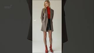 2024 Winter fashions  wool jacket over turtleneck top amp mini skirt styles outfits [upl. by Narhet]